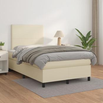 ARDEBO.de - Boxspringbett mit Matratze Creme 120x200 cm Kunstleder