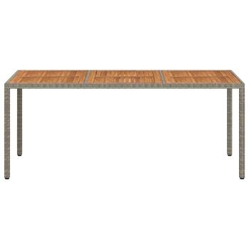 Gartentisch 190x90x75 cm Poly Rattan und Akazienholz Grau