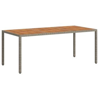 Gartentisch 190x90x75 cm Poly Rattan und Akazienholz Grau