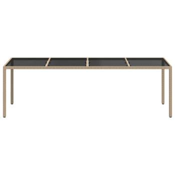 Gartentisch Beige 250x100x75 cm Hartglas und Poly Rattan