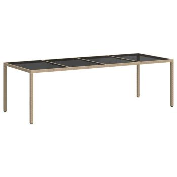 Gartentisch Beige 250x100x75 cm Hartglas und Poly Rattan