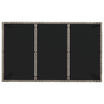 Gartentisch mit Glasplatte Grau 150x90x75 cm Poly Rattan