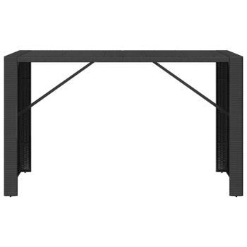 Bartisch mit Glasplatte Schwarz 185x80x110 cm Poly Rattan