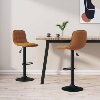 ARDEBO.de - Barhocker 2 Stk. Braun Samt