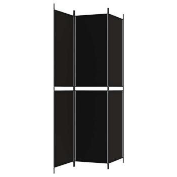 3-tlg. Paravent Schwarz 150x220 cm Stoff