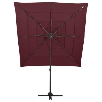 Sonnenschirm mit Aluminium-Mast 4-lagig Bordeauxrot 250x250 cm