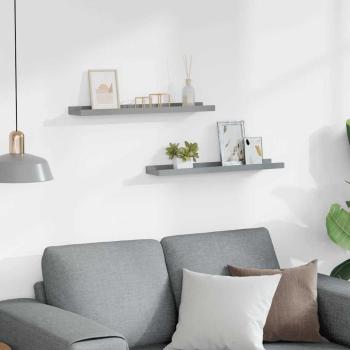 Bilderleisten 2 Stk. Grau 60x9x3 cm MDF