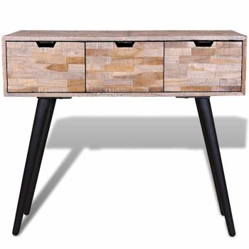 Konsolentisch mit 3 Schubladen Altholz Teak