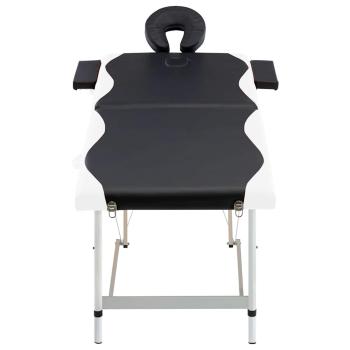 Massageliege Klappbar 2-Zonen Aluminiumgestell Schwarz und Weiß