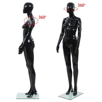 Weibliche Schaufensterpuppe mit Glassockel Schwarz 175 cm