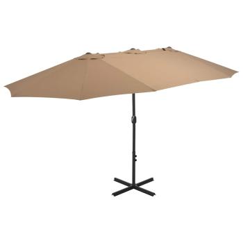 ARDEBO.de - Sonnenschirm mit Aluminium-Mast 460x270 cm Taupe