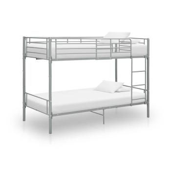 ARDEBO.de - Etagenbett Grau Metall 90?200 cm
