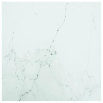 ARDEBO.de - Tischplatte Weiß 50x50 cm 6 mm Hartglas in Marmoroptik