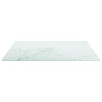 Tischplatte Weiß 50x50 cm 6 mm Hartglas in Marmoroptik