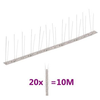 ARDEBO.de - 20-tlg. Taubenabwehr Spikes-Set Edelstahl 10 m 2-reihig