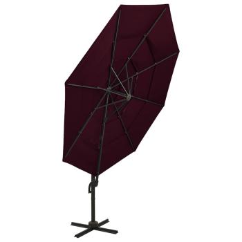 Sonnenschirm mit Aluminium-Mast 4-lagig Bordeauxrot 3x3 m