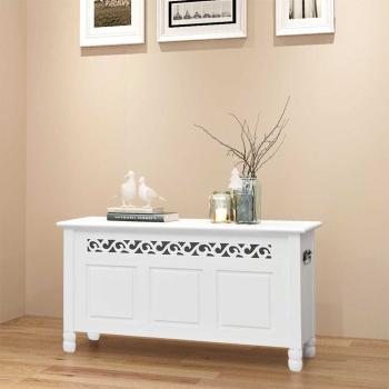 ARDEBO.de - Aufbewahrungsbank Barockstil MDF Weiß