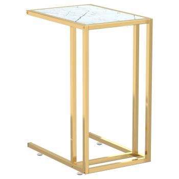 Computer-Beistelltisch Wei? Marmor 50x35x65 cm Hartglas