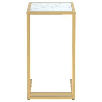 Computer-Beistelltisch Wei? Marmor 50x35x65 cm Hartglas
