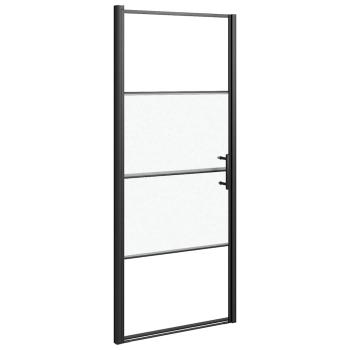 Duschtür 91x195 cm Halbmatt Hartglas Schwarz