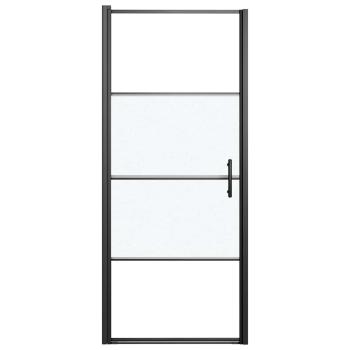 Duschtür 91x195 cm Halbmatt Hartglas Schwarz