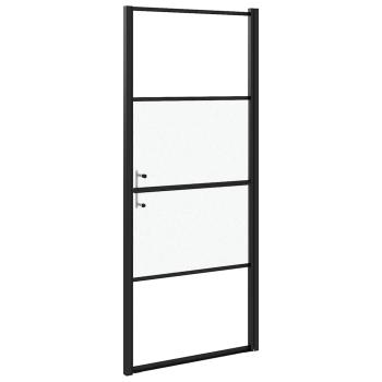 Duschtür 91x195 cm Halbmatt Hartglas Schwarz