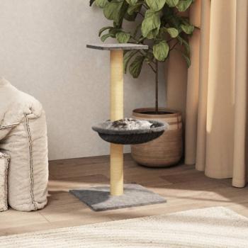 ARDEBO.de - Kratzbaum mit Sisal-Kratzsäule Hellgrau 74 cm