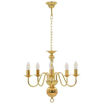ARDEBO.de - Kronleuchter Golden 5 x E14-Glühbirnen