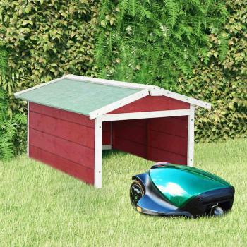 ARDEBO.de - Roboter-Rasenmäher Garage 72x87x50 cm Rot Weiß Tannenholz