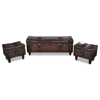 ARDEBO.de - Sitztruhen-Set 3 Stk. Braun