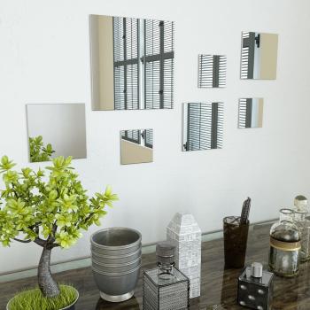 ARDEBO.de - 7-teiliges Wandspiegelset Quadratisch Glas
