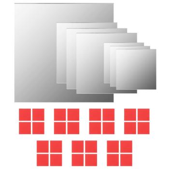 7-teiliges Wandspiegelset Quadratisch Glas