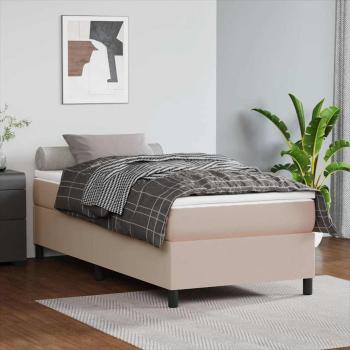 ARDEBO.de - Boxspringbett mit Matratze Cappuccino-Braun 90x200cm Kunstleder