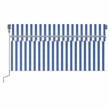 Markise Automatisch mit Rollo LED Windsensor 3,5x2,5m Blau Weiß
