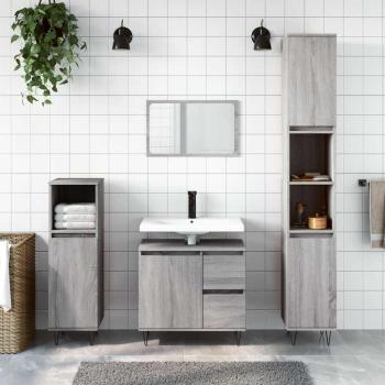 ARDEBO.de - Badschrank Grau Sonoma 65x33x60 cm Holzwerkstoff