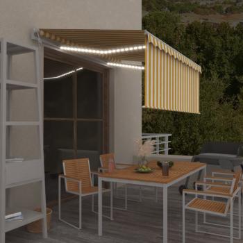 ARDEBO.de - Markise Automatisch mit Rollo LED Windsensor 3x2,5 m Gelb Weiß