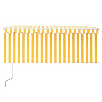 Markise Automatisch mit Rollo LED Windsensor 3x2,5 m Gelb Weiß