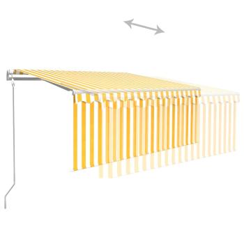 Markise Automatisch mit Rollo LED Windsensor 3x2,5 m Gelb Weiß