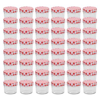 ARDEBO.de - Marmeladengläser mit Weißen/Roten Deckeln 48 Stk. 110 ml