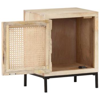 Nachttisch 40x30x50 cm Mango Massivholz und Rohrgeflecht