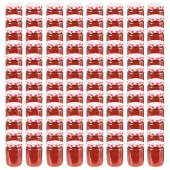 ARDEBO.de - Marmeladengläser mit Weißem/Rotem Deckel 96 Stk. 230 ml