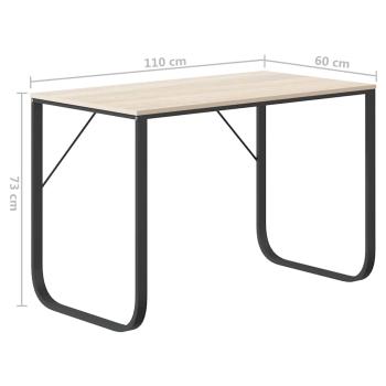 Computertisch Schwarz und Eiche-Optik 110x60x73cm Holzwerkstoff