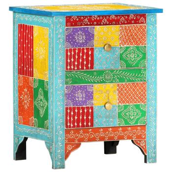 ARDEBO.de - Handbemalter Nachttisch 40×30×50 cm Mango Massivholz