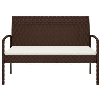 Gartenbank mit Kissen Braun 105 cm Poly Rattan