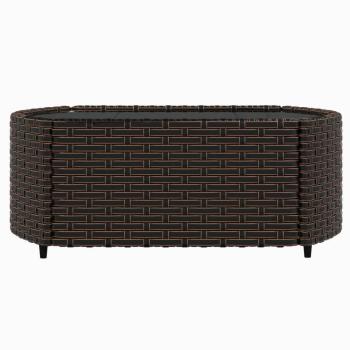 4-tlg. Garten-Lounge-Set mit Kissen Braun Poly Rattan