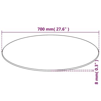Tischplatte aus gehärtetem Glas rund 700 mm