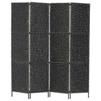 ARDEBO.de - 4-teiliger Paravent Schwarz 154×160 cm Wasserhyazinthe
