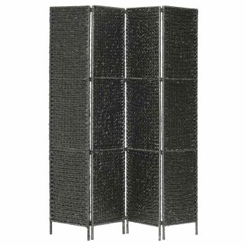 4-teiliger Paravent Schwarz 154×160 cm Wasserhyazinthe