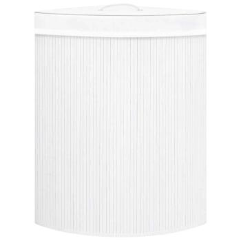 Eck-Wäschekorb Bambus Weiß 60 L