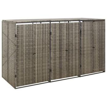ARDEBO.de - Mülltonnenbox für 3 Tonnen Grau 207x80x117 cm Poly Rattan